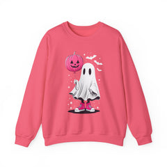 Pink Balloon Halloween Ghost Sweater | Unisex Crewneck Sweatshirt for Cozy Autumn Nights, Halloween Party, Spooky