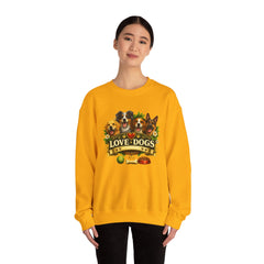 Love Dogs Crewneck Sweatshirt — Cute Paw Print & Dog Portraits Graphic