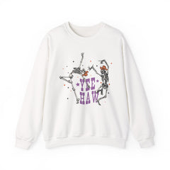 Yee Haw Skeletons Sweatshirt - Cozy Unisex Crewneck for Halloween, Fall Fashion, Casual Outfits, Gift for Cowpoke Enthusiasts, Western Style