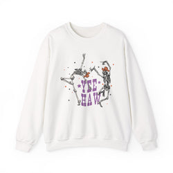 Yee Haw Skeletons Sweatshirt - Cozy Unisex Crewneck for Halloween, Fall Fashion, Casual Outfits, Gift for Cowpoke Enthusiasts, Western Style