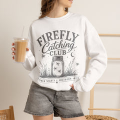 Firefly Catching Club Sweatshirt — Vintage Mason Jar Summer Nights Crewneck - Southern Heritage