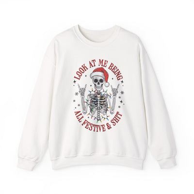 Christmas Skeleton Unisex Sweatshirt - Rude Humor - Party Sweatshirt- Holiday Humor