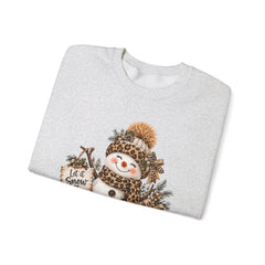 Leopard Snowman Crewneck Sweatshirt — Cozy Holiday Winter Christmas Graphic