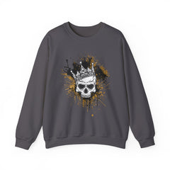 Skeleton King Crewneck Sweatshirt w/Black & Gold Splatter Design