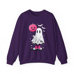 Pink Balloon Halloween Ghost Sweater | Unisex Crewneck Sweatshirt for Cozy Autumn Nights, Halloween Party, Spooky