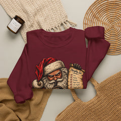 Santa Saw Everything Crewneck Sweatshirt — Vintage Naughty or Nice Christmas Sweater