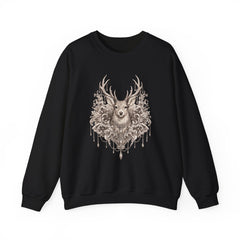 Deer Mandala Crewneck Sweatshirt — Vintage Stag Floral Graphic