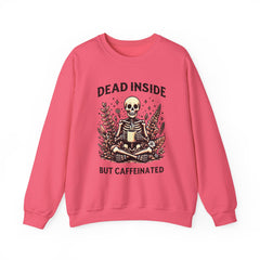 Skeleton Coffee Sweatshirt, Dead Inside But Caffeinated Crewneck, Halloween Gift, Unisex Fall Apparel, Cozy Lounge Wear