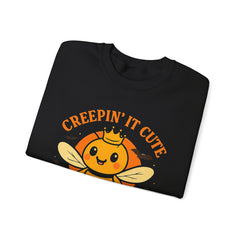 Creepin' It Cute Queen Bee Sweatshirt, Cozy Fall Apparel, Halloween Outfit, Gift for Bee Lovers, Cute Crewneck Sweater