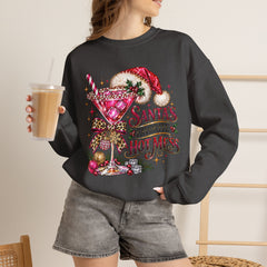 "Santa's Favorite Hot Mess" Sparkle Martini Holiday Christmas Crewneck