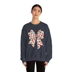 Valentine Heart Bow Sweatshirt — Cute Ribbon Graphic Crewneck