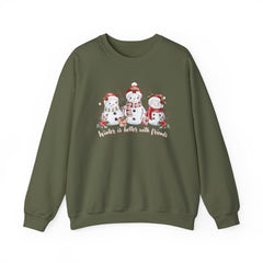 Winter is Better with Friends - Snowmen Crewneck Sweatshirt, Cozy Christmas Apparel, Holiday Festive Sweatshirt