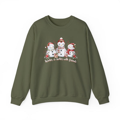 Winter is Better with Friends - Snowmen Crewneck Sweatshirt, Cozy Christmas Apparel, Holiday Festive Sweatshirt
