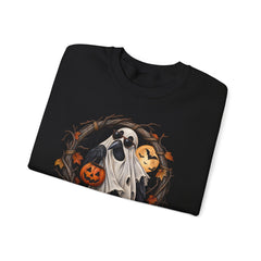 Halloween Ghost Crewneck Sweatshirt – 'Fuh-Cawf' Spooky Pumpkin Design