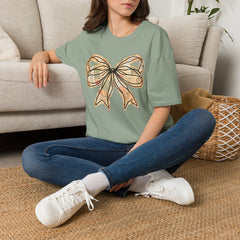Vintage Newspaper Print Pen & Ink Bow T-Shirt
