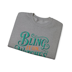 Bling It On, Witches Sweatshirt – Cozy Halloween Apparel, Unisex Crewneck, Spooky Season Fashion, Witchy Gifts, Fall Collection