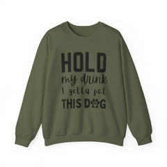 "Hold My Drink, I Gotta Pet This Dog" Unisex Heavy Blend™ Crewneck Sweatshirt