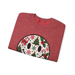 Christmas Smiley Crewneck Sweatshirt — Festive Holiday Smile Graphic