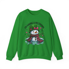 "I'm Having a Meltdown" Beautiful Melting Snowman Christmas Gildan Crewneck