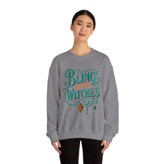 Bling It On, Witches Sweatshirt – Cozy Halloween Apparel, Unisex Crewneck, Spooky Season Fashion, Witchy Gifts, Fall Collection