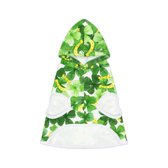 Shamrock and Lucky Horseshoes Print Dog Hoodie for St. Patrick's Day