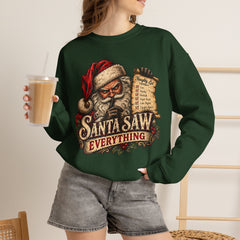 Santa Saw Everything Crewneck Sweatshirt — Vintage Naughty or Nice Christmas Sweater