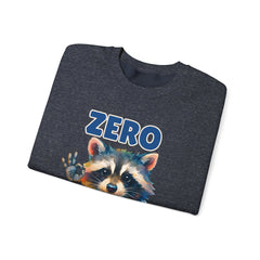 Crewneck Sweatshirt — "Zero Fluffs Given" Raccoon Holiday Gildan Crewneck