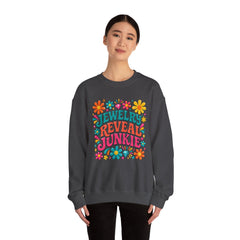 Jewelry Reveal Junkie Sweatshirt by Gildan, Cozy Unisex Crewneck, Gift for Jewelry Lovers