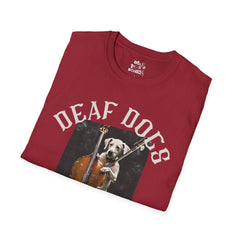 FB Rockstar Dog Unisex T-Shirt - Deaf Dogs Definitely Rock Upright Bass Design