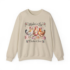 "Makin' a List, Chicken It Twice" Christmas Chicken Crewneck Gildan Sweatshirt