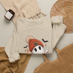 Cozy Pumpkin Ghost Sweatshirt – Cute Halloween Fall Crewneck