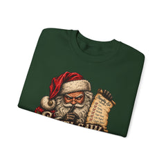 Santa Saw Everything Crewneck Sweatshirt — Vintage Naughty or Nice Christmas Sweater