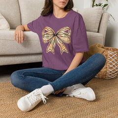 Vintage Newspaper Print Pen & Ink Bow T-Shirt