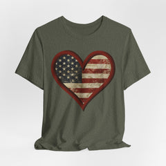 Patriotic Heart Tee - Love USA, American Pride Shirt, 4th of July, Independence Day, Memorial Day, Gift for Her