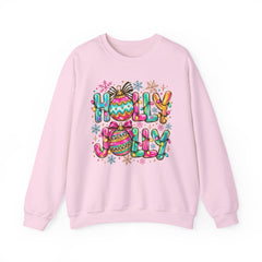 Holly Jolly Crewneck Gildan Sweatshirt — Colorful Christmas Ornament Holiday Sweater