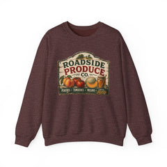 Roadside Produce Co. Crewneck Sweatshirt — Vintage Farmstand Graphic- Southern Heritage