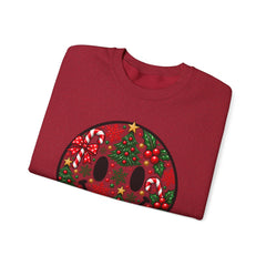 Christmas Smiley Crewneck Sweatshirt — Festive Holiday Smile Graphic
