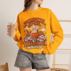 Pumpkin Spice & Paranormal Nights Crewneck Sweatshirt - Halloween