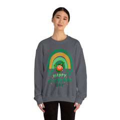 St. Patrick's Day Unisex Crewneck Sweatshirt - Happy Leprechaun Rainbow Design