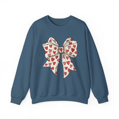 Valentine Heart Bow Sweatshirt — Cute Ribbon Graphic Crewneck