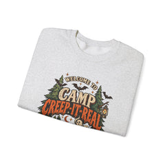 Camp Creep-It-Real Sweatshirt — Retro Spooky Camping Crewneck - Halloween Vibes