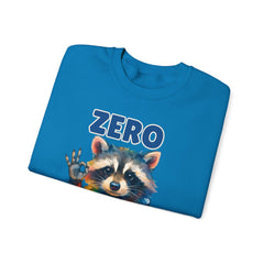 Crewneck Sweatshirt — "Zero Fluffs Given" Raccoon Holiday Gildan Crewneck