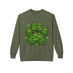 St. Patrick’s Day Shamrock Paw Sweatshirt — Lucky Clover Dog Lover Crewneck