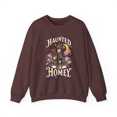 Haunted But Homey Sweatshirt — Cozy Halloween Haunted House Crewneck