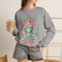 Halloween Sweatshirt — "Serving Chills with Extra Whipped Cream" Retro Ice Cream Graphic - BP