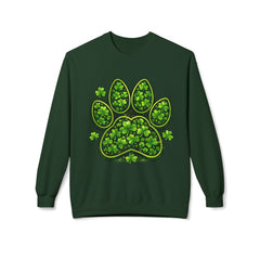 St. Patrick’s Day Shamrock Paw Sweatshirt — Lucky Clover Dog Lover Crewneck