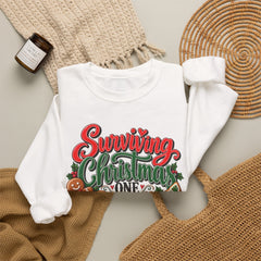 "Surviving Christmas One Cookie at a Time" Cozy Holiday Christmas Crewneck
