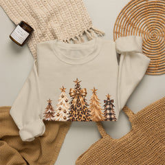Leopard & Neutral Christmas Trees Crewneck Sweatshirt