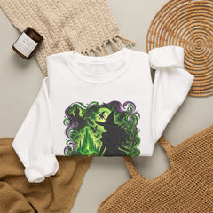 Witch Silhouette Forest Crewneck Sweatshirt – Green Gothic Witchy Art - Wicked