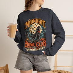 Midnight Howl Club Sweatshirt — Moonlit Wolves Graphic Crewneck